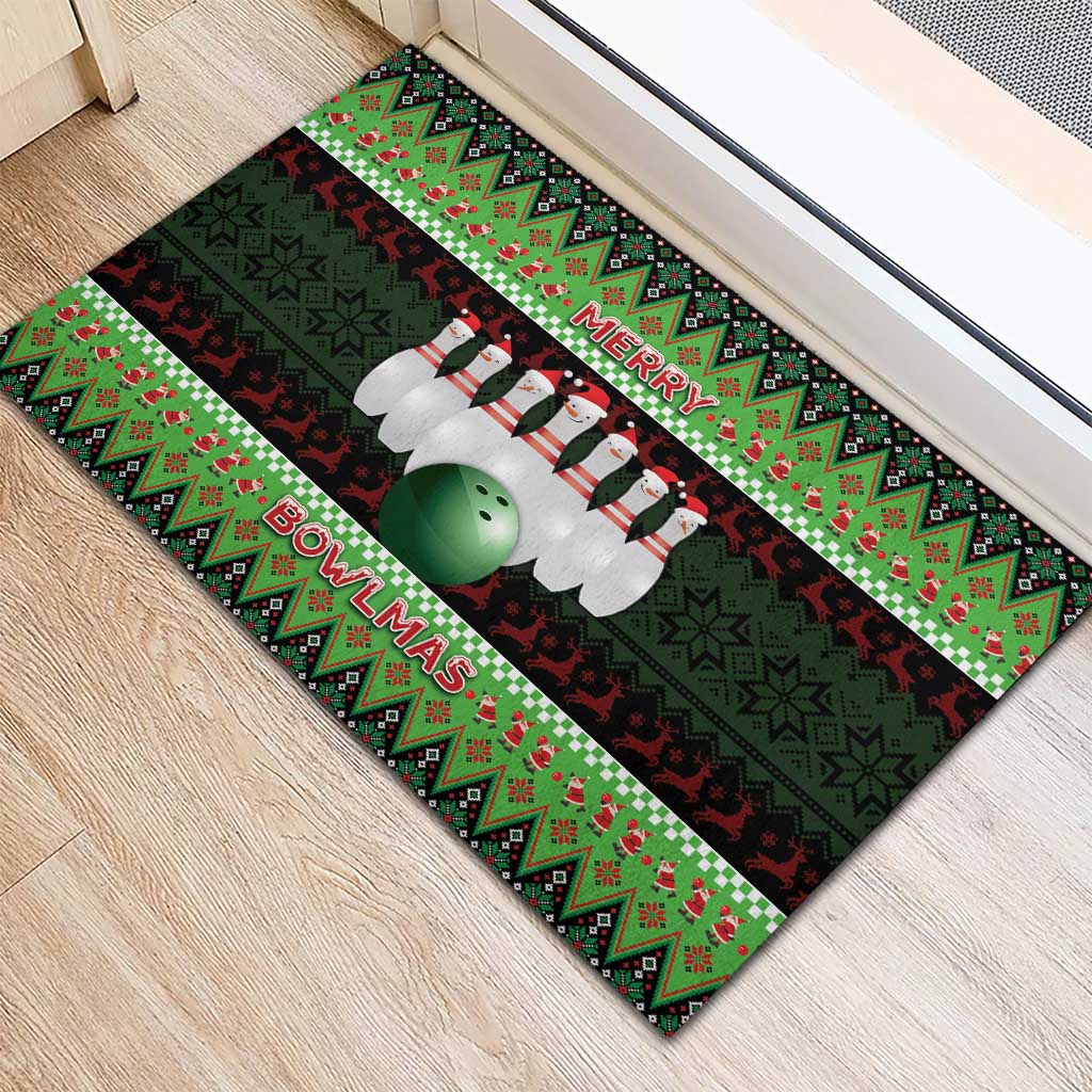 Bowling Christmas Rubber Doormat Merry Bowlmas - Wonder Print Shop