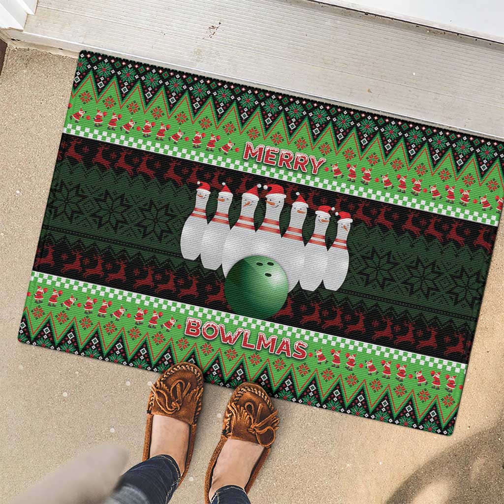 Bowling Christmas Rubber Doormat Merry Bowlmas - Wonder Print Shop