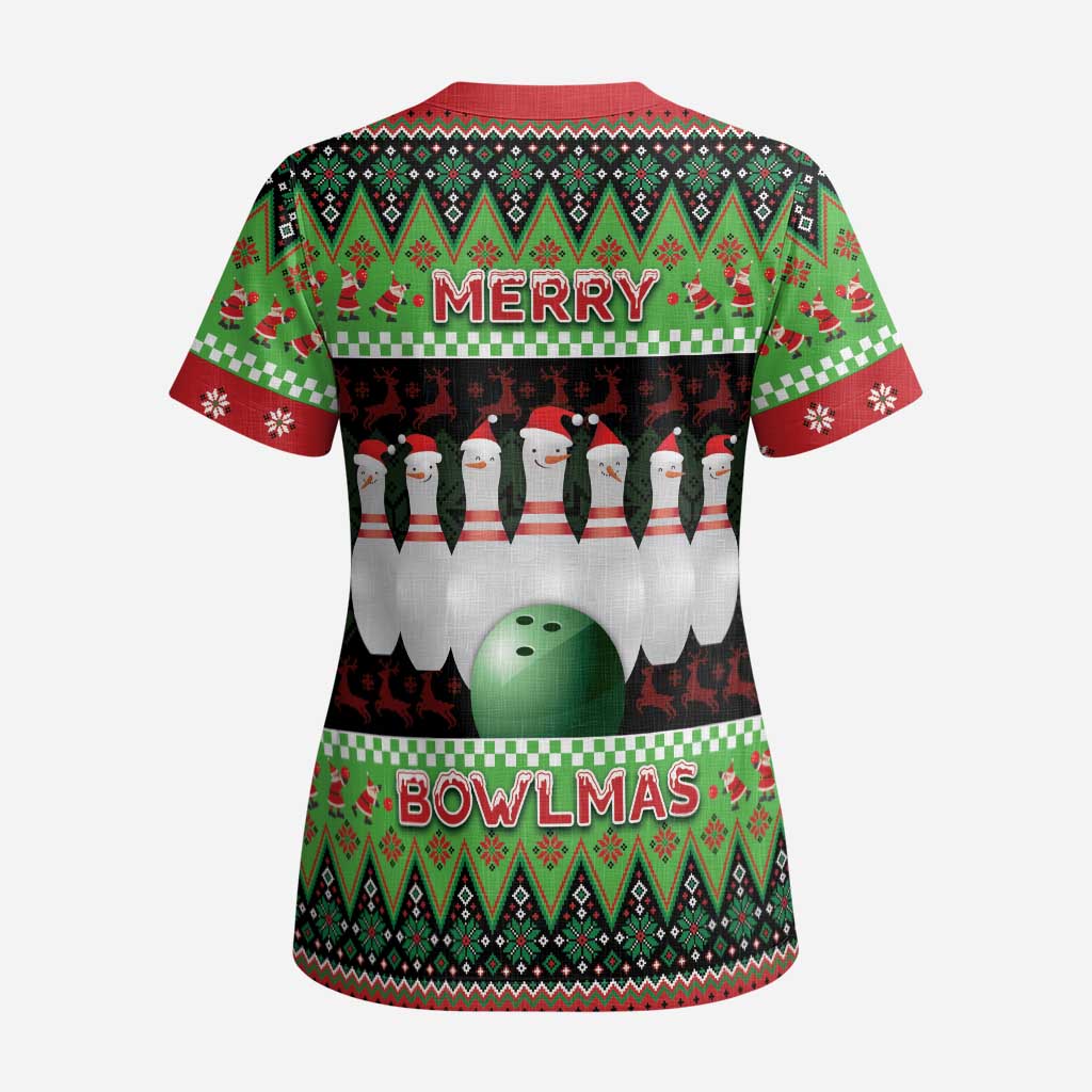 Bowling Christmas Scrub Top Merry Bowlmas - Wonder Print Shop