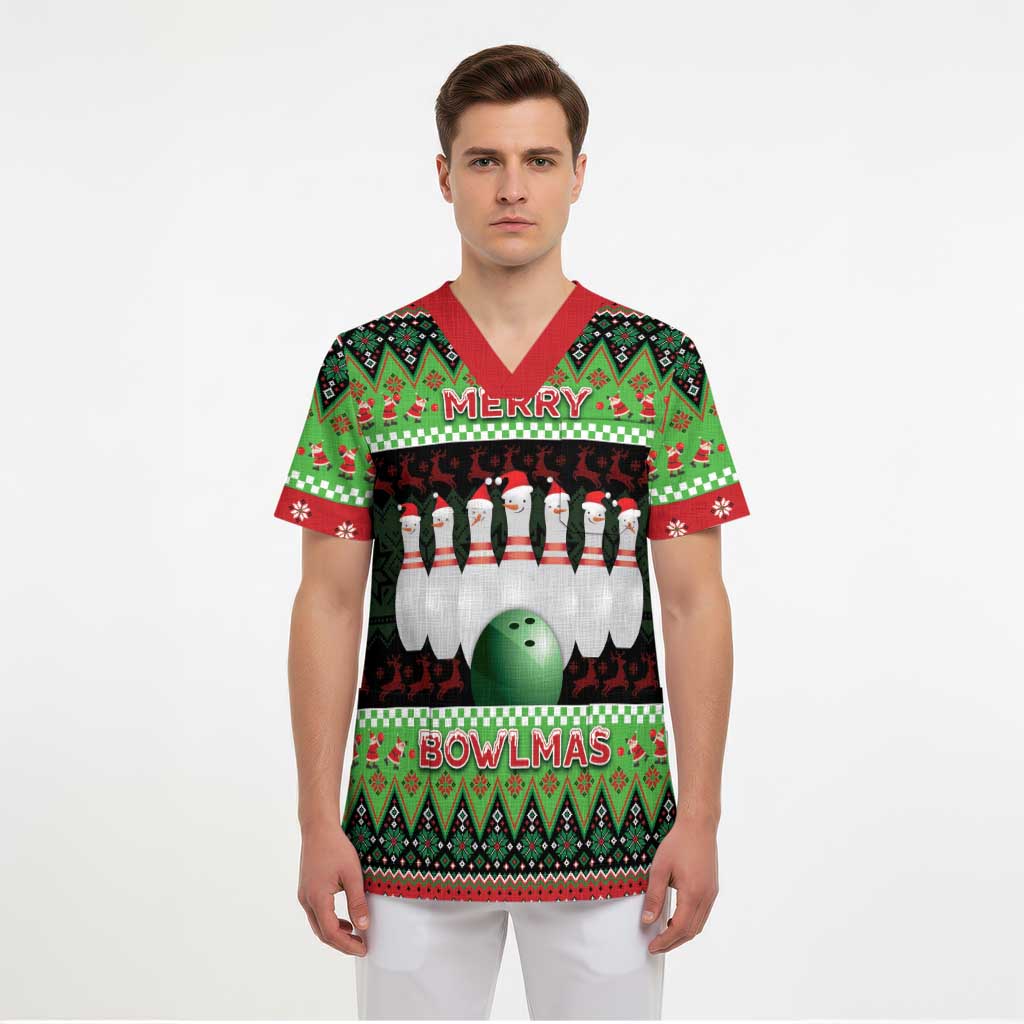 Bowling Christmas Scrub Top Merry Bowlmas - Wonder Print Shop