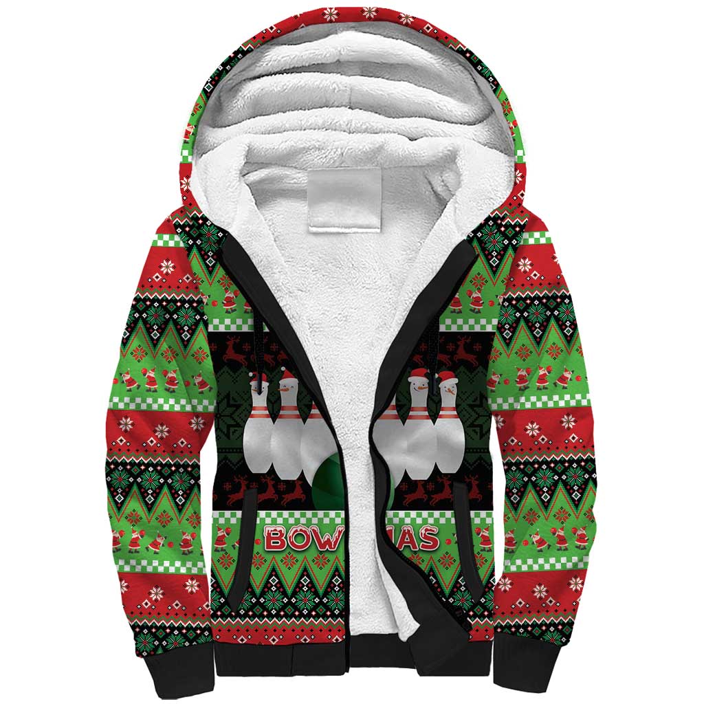Bowling Christmas Sherpa Hoodie Merry Bowlmas - Wonder Print Shop