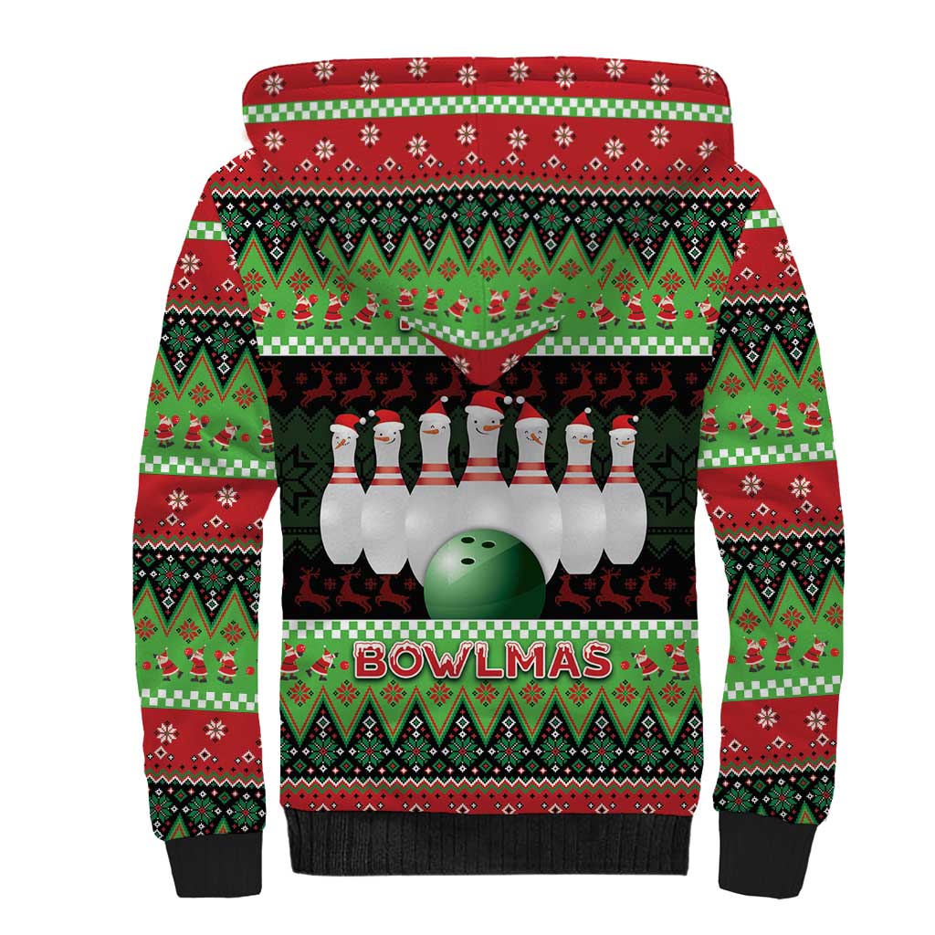 Bowling Christmas Sherpa Hoodie Merry Bowlmas - Wonder Print Shop