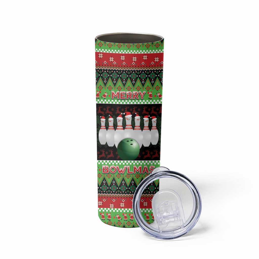 Bowling Christmas Skinny Tumbler Merry Bowlmas - Wonder Print Shop