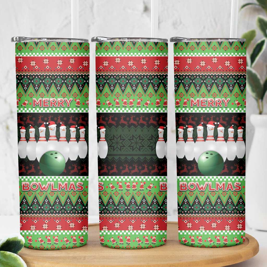 Bowling Christmas Skinny Tumbler Merry Bowlmas - Wonder Print Shop