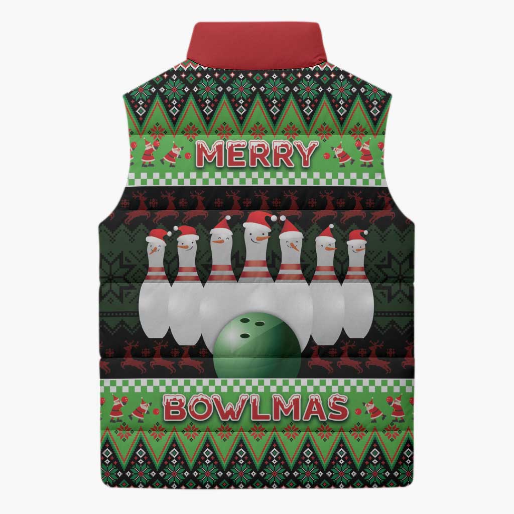 Bowling Christmas Sleeveless Puffer Jacket Merry Bowlmas - Wonder Print Shop