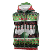 Bowling Christmas Sleeveless Zip Hoodie Merry Bowlmas - Wonder Print Shop