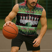 Bowling Christmas Sleeveless Zip Hoodie Merry Bowlmas - Wonder Print Shop