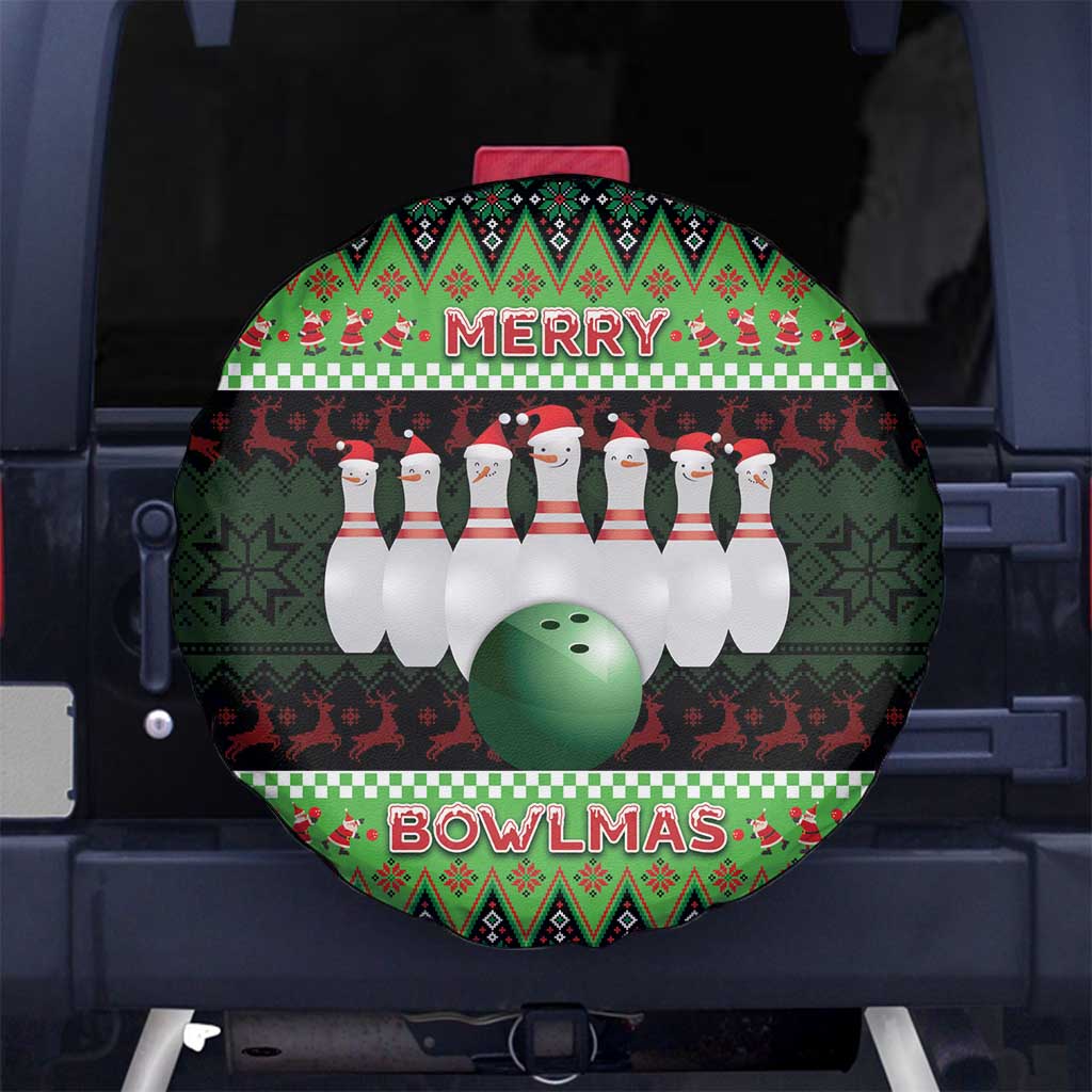Bowling Christmas Spare Tire Cover Merry Bowlmas - Wonder Print Shop