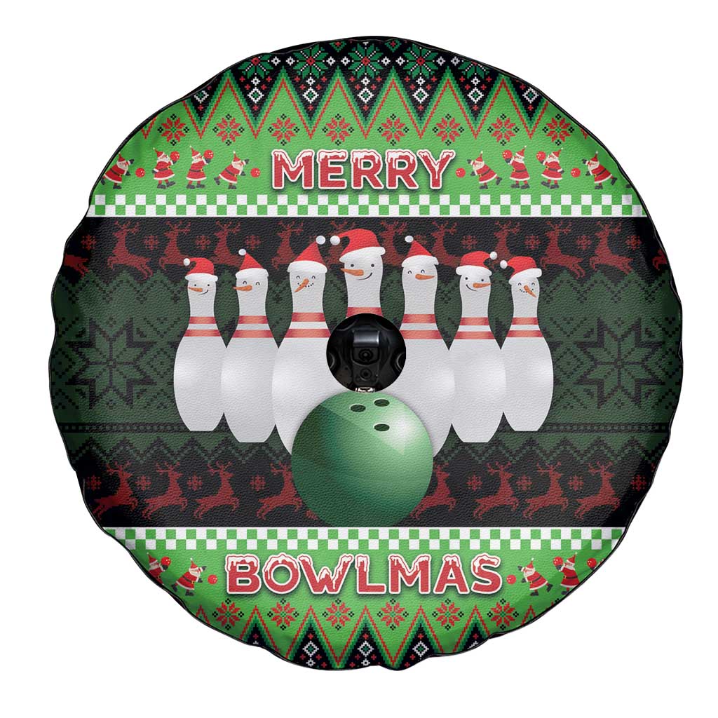 Bowling Christmas Spare Tire Cover Merry Bowlmas - Wonder Print Shop