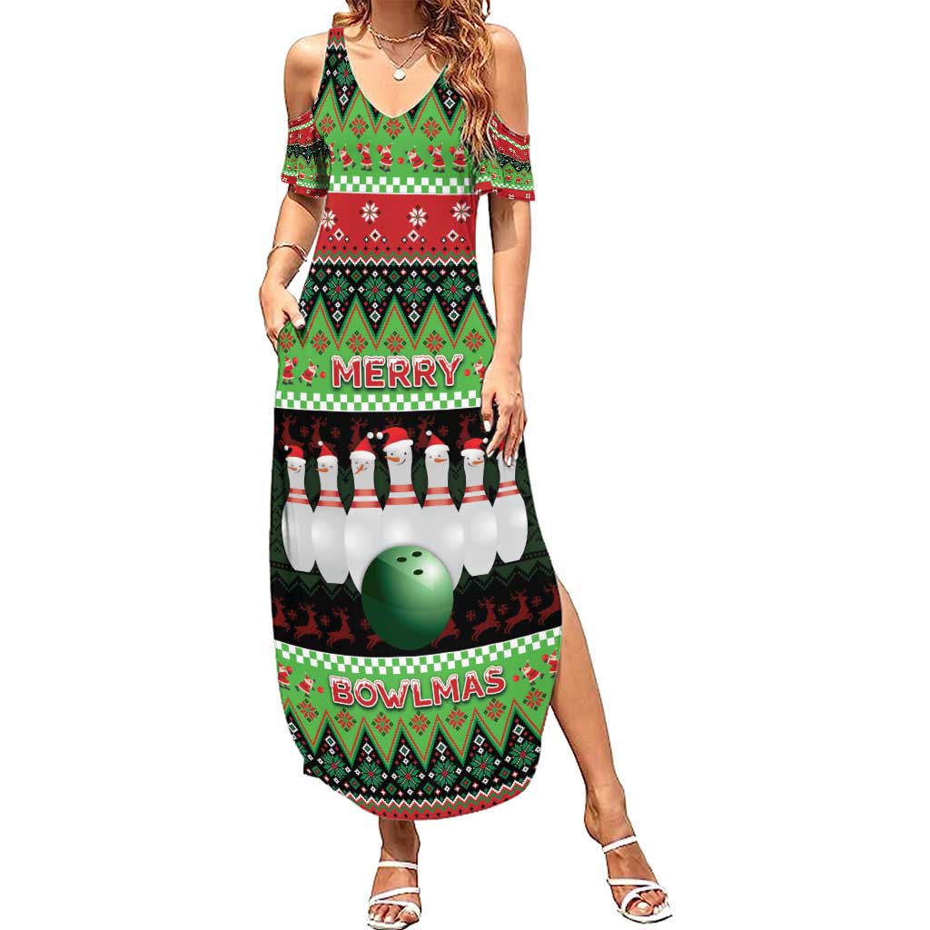 Bowling Christmas Summer Maxi Dress Merry Bowlmas - Wonder Print Shop