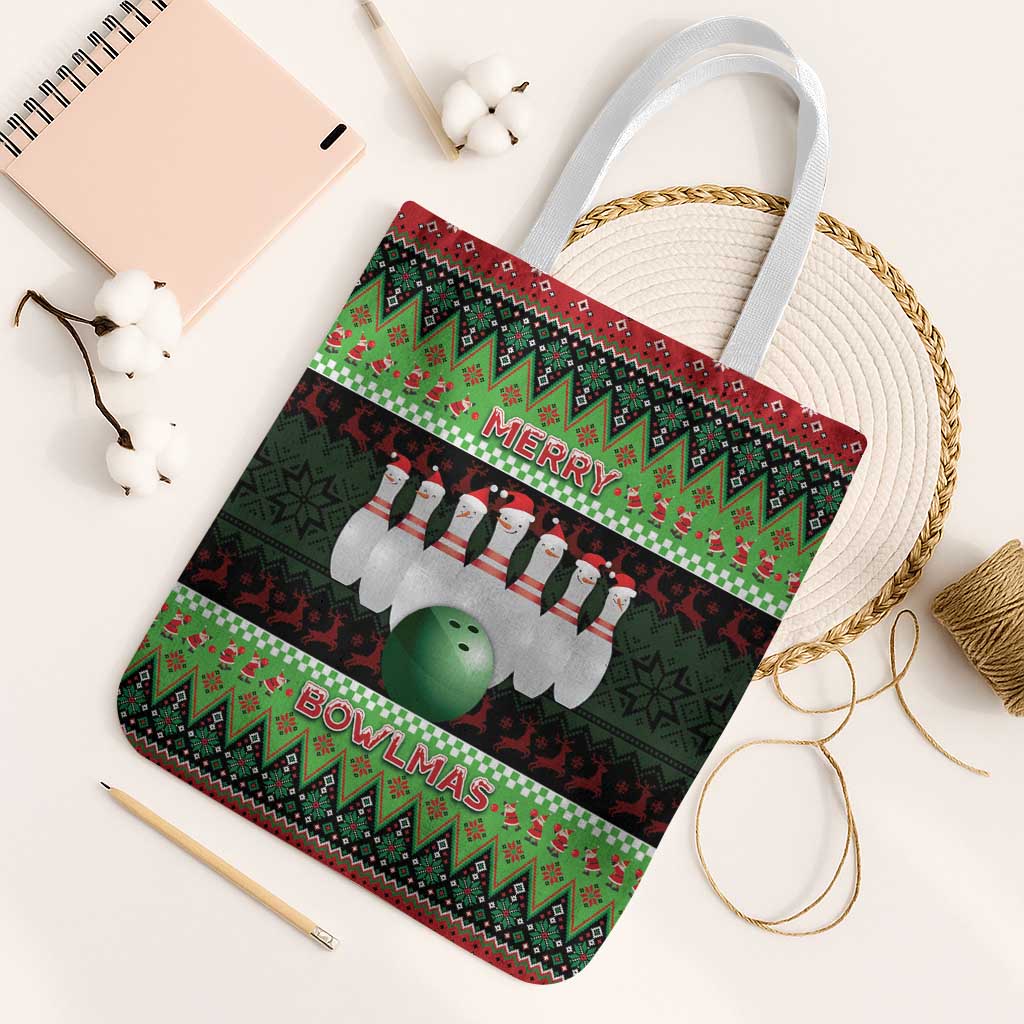 Bowling Christmas Tote Bag Merry Bowlmas - Wonder Print Shop