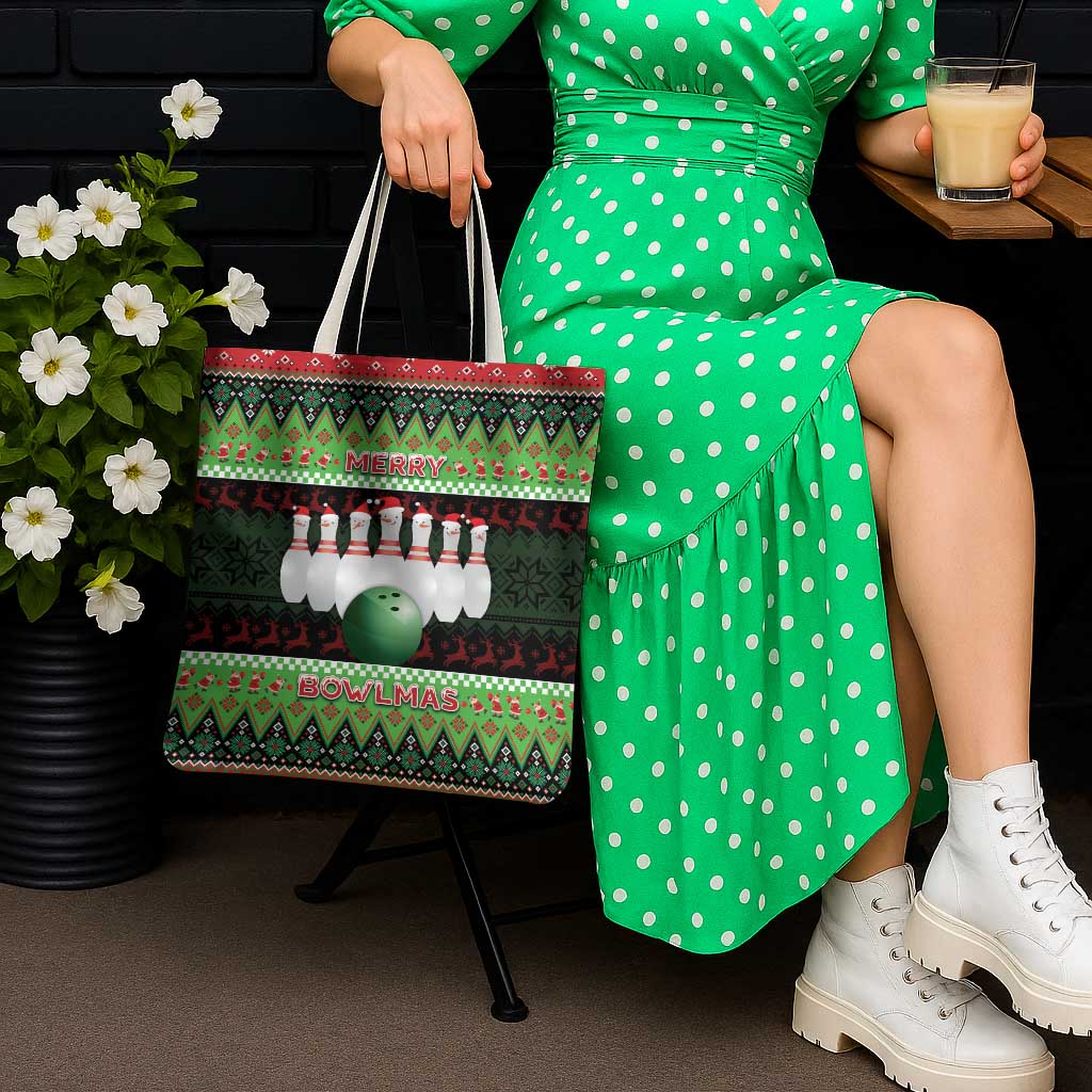 Bowling Christmas Tote Bag Merry Bowlmas - Wonder Print Shop
