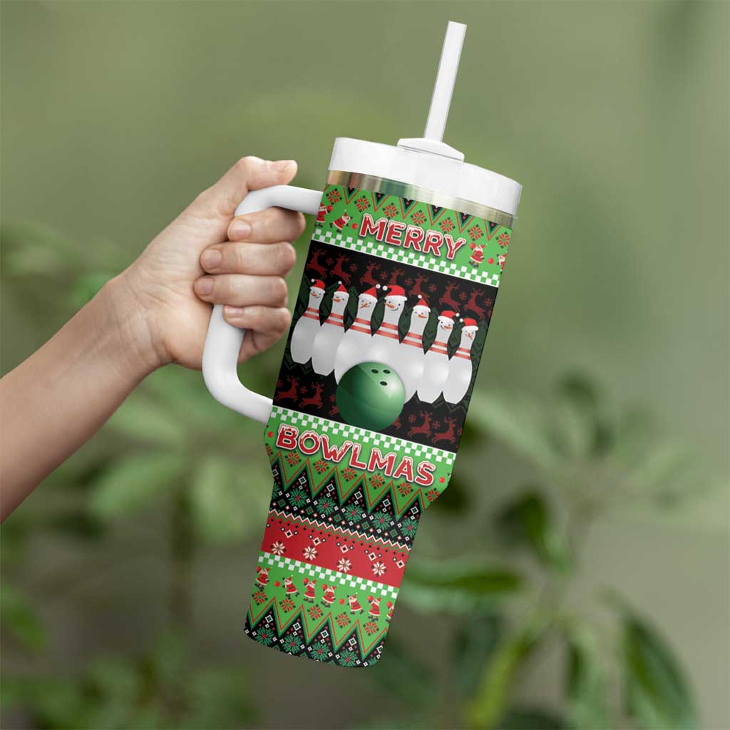 Bowling Christmas Tumbler With Handle Merry Bowlmas - Wonder Print Shop