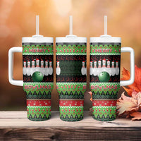 Bowling Christmas Tumbler With Handle Merry Bowlmas - Wonder Print Shop