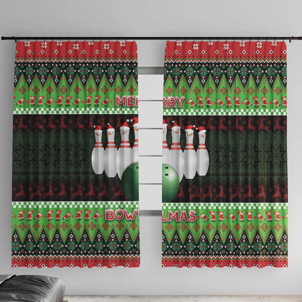 Bowling Christmas Window Curtain Merry Bowlmas - Wonder Print Shop