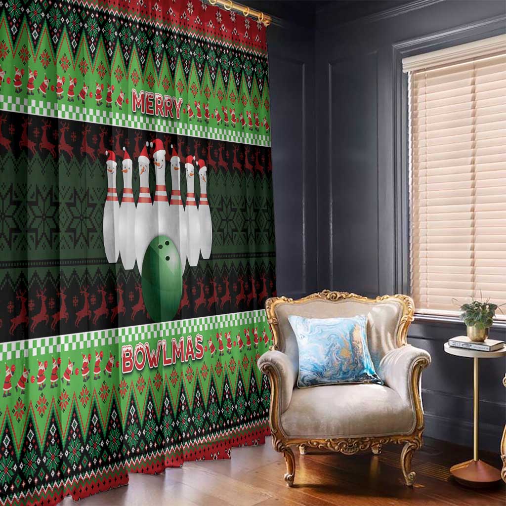 Bowling Christmas Window Curtain Merry Bowlmas - Wonder Print Shop