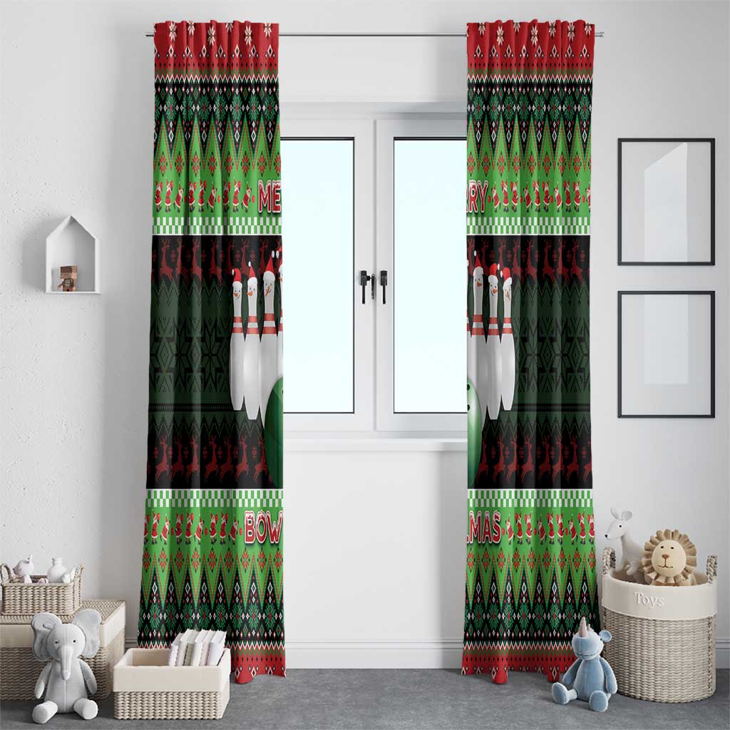 Bowling Christmas Window Curtain Merry Bowlmas - Wonder Print Shop