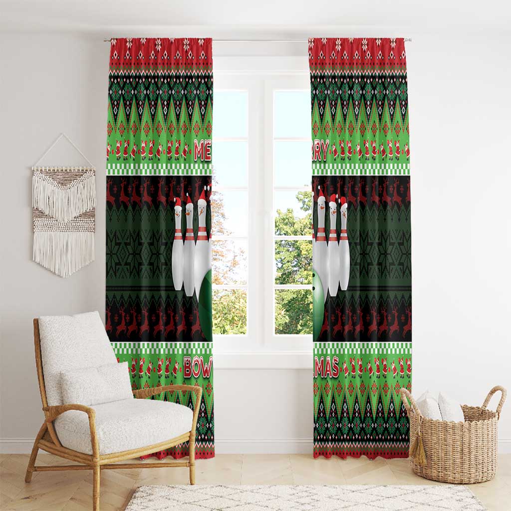 Bowling Christmas Window Curtain Merry Bowlmas - Wonder Print Shop
