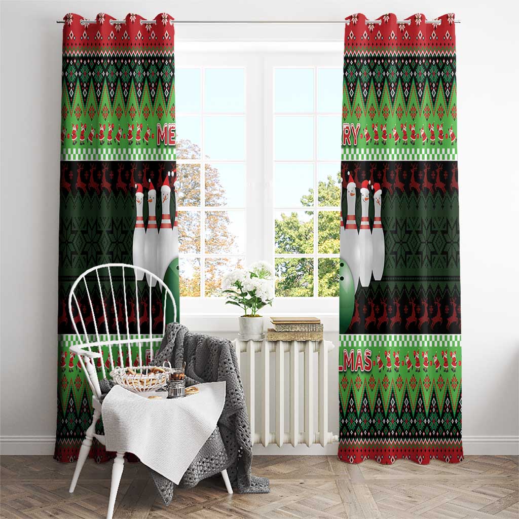 Bowling Christmas Window Curtain Merry Bowlmas - Wonder Print Shop