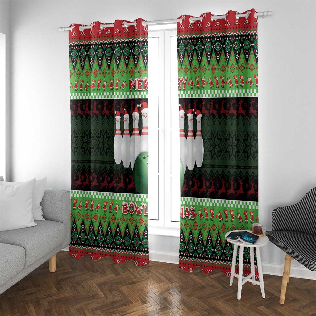 Bowling Christmas Window Curtain Merry Bowlmas - Wonder Print Shop