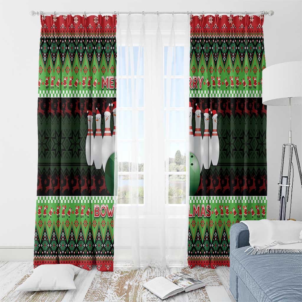 Bowling Christmas Window Curtain Merry Bowlmas - Wonder Print Shop