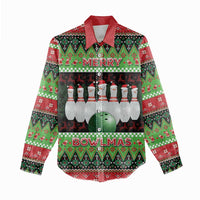 Bowling Christmas Women Casual Shirt Merry Bowlmas - Wonder Print Shop