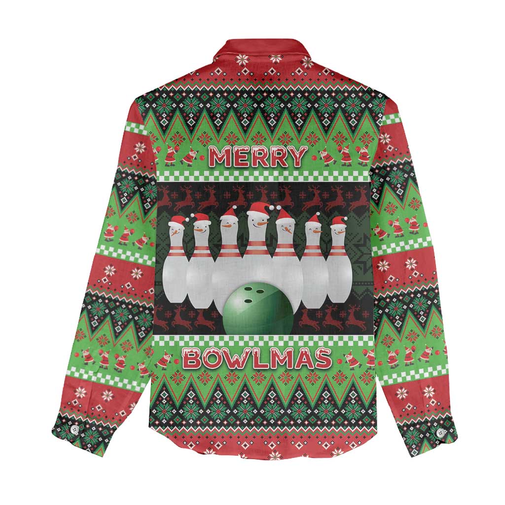 Bowling Christmas Women Casual Shirt Merry Bowlmas - Wonder Print Shop