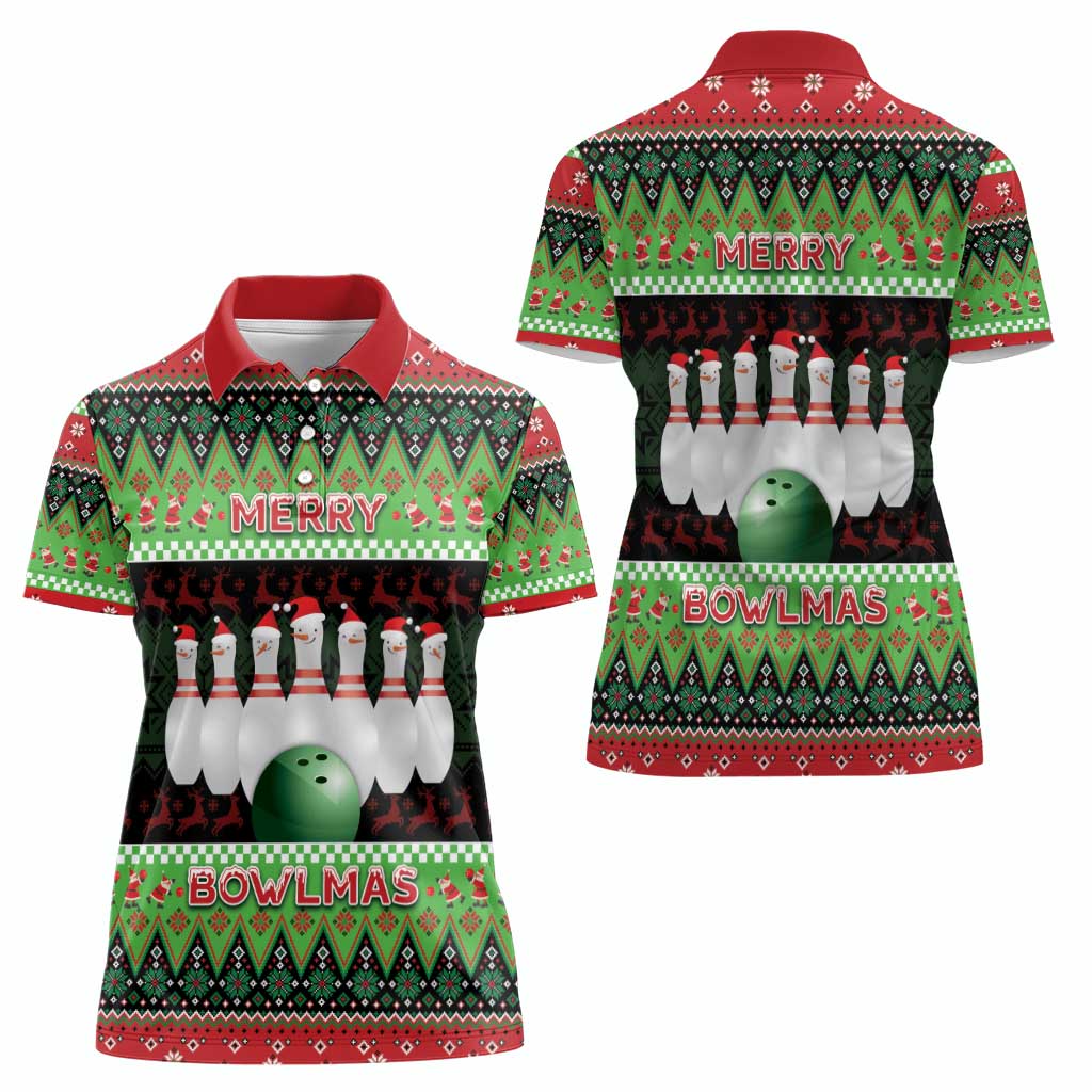 Bowling Christmas Women Polo Shirt Merry Bowlmas - Wonder Print Shop