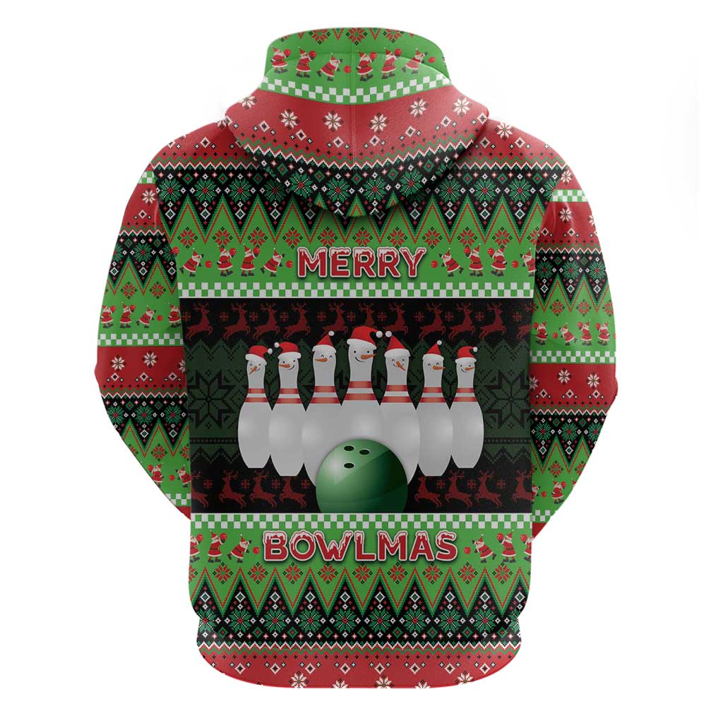 Bowling Christmas Zip Hoodie Merry Bowlmas - Wonder Print Shop
