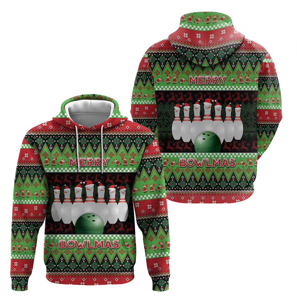 Bowling Christmas Zip Hoodie Merry Bowlmas - Wonder Print Shop