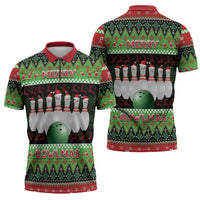 Bowling Christmas Zipper Polo Shirt Merry Bowlmas - Wonder Print Shop