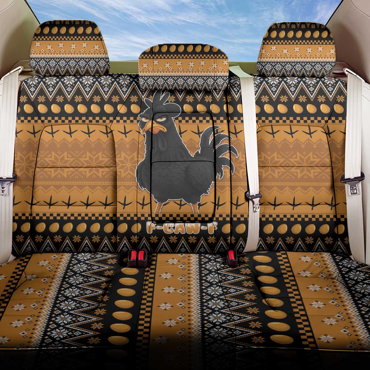 Chicken Christmas Back Car Seat Cover F Caw F - Wonder Print Shop