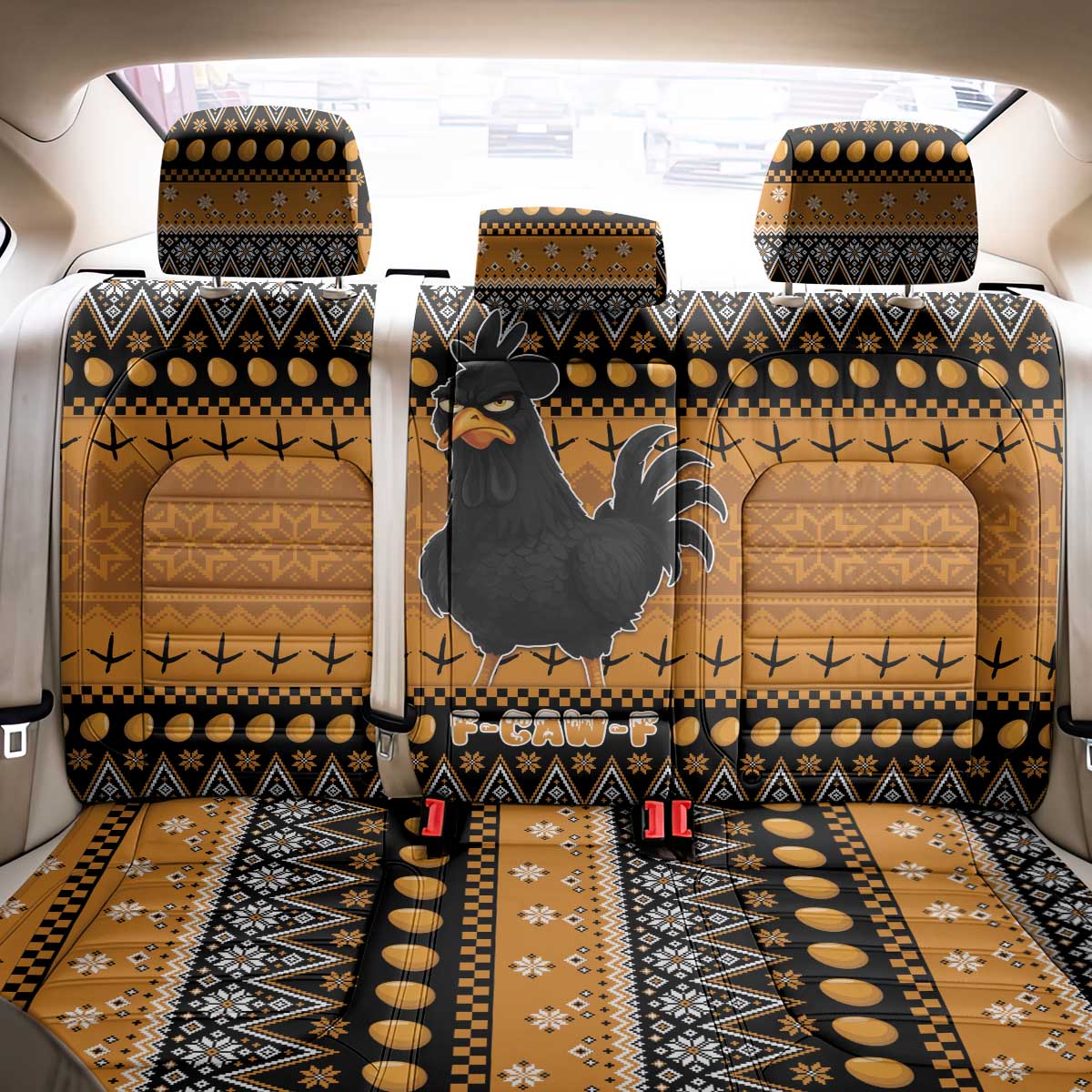 Chicken Christmas Back Car Seat Cover F Caw F - Wonder Print Shop