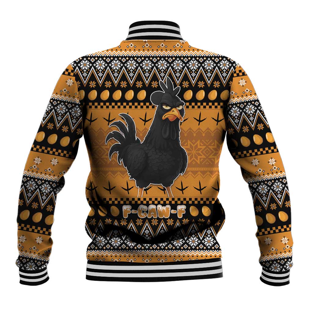 Chicken Christmas Baseball Jacket F Caw F - Wonder Print Shop