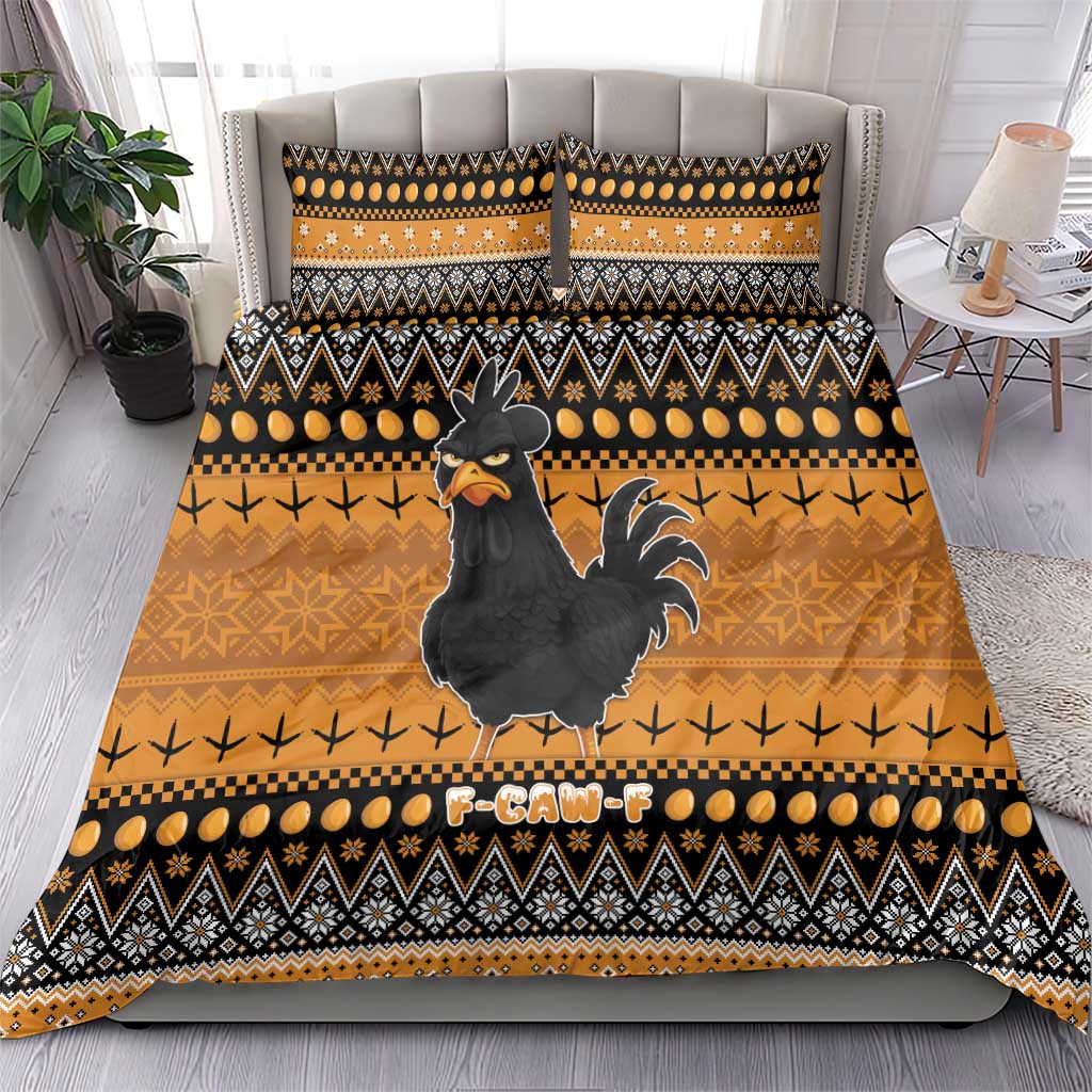 Chicken Christmas Bedding Set F Caw F - Wonder Print Shop