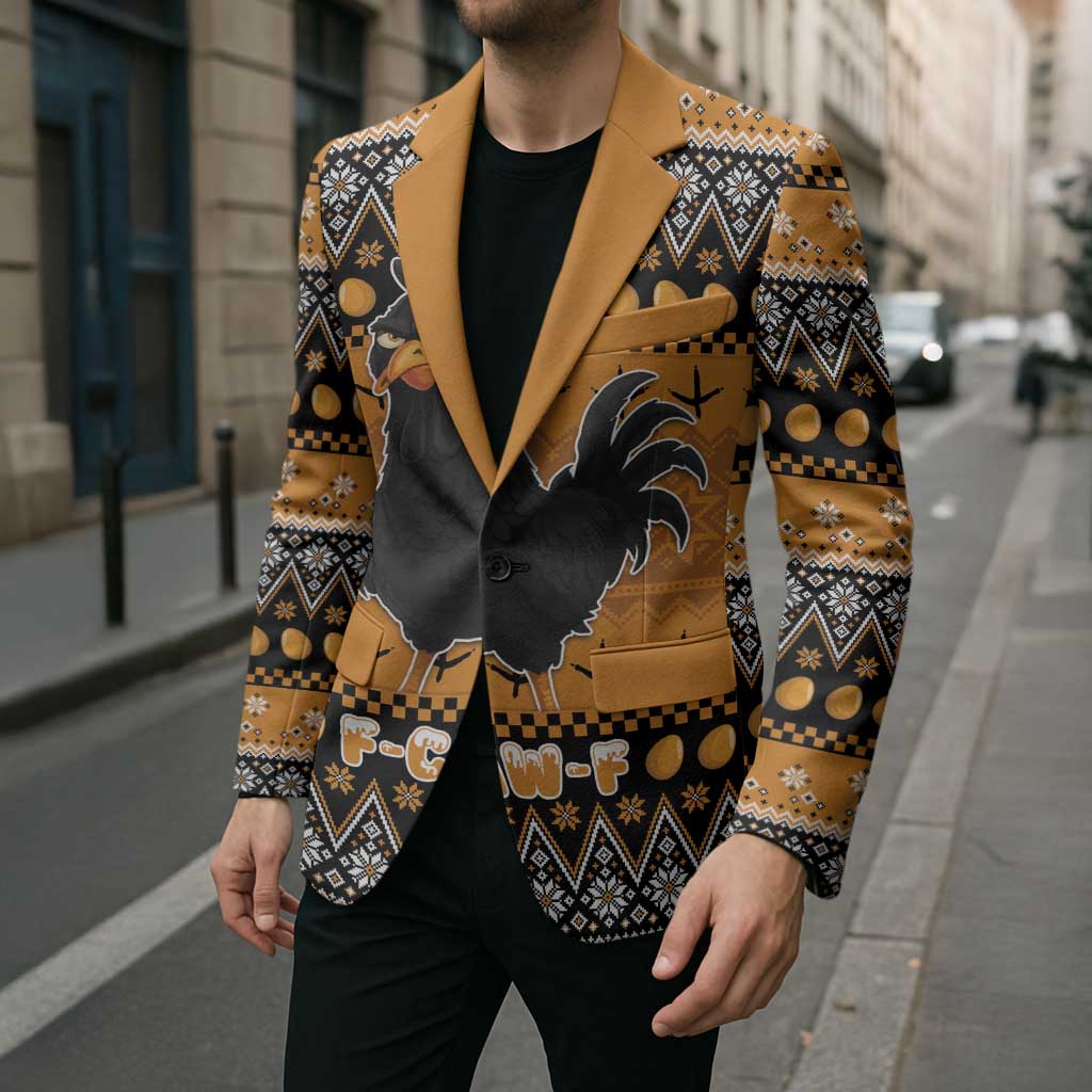 Chicken Christmas Blazer F Caw F - Wonder Print Shop