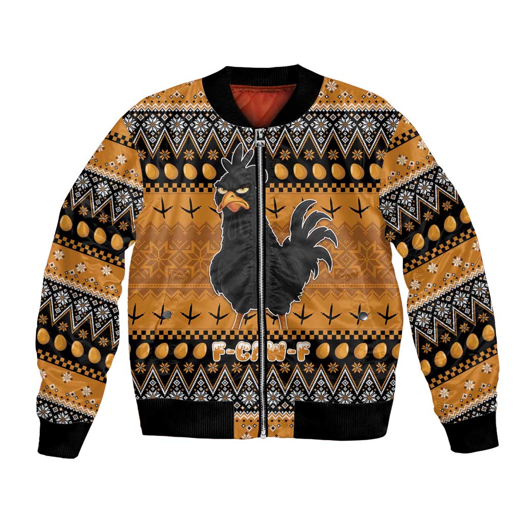 Chicken Christmas Bomber Jacket F Caw F - Wonder Print Shop