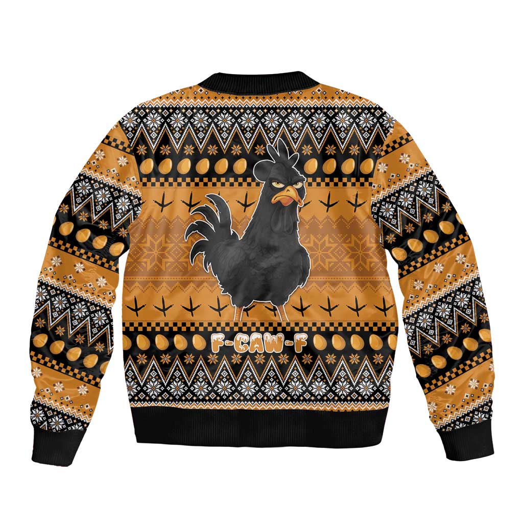 Chicken Christmas Bomber Jacket F Caw F - Wonder Print Shop