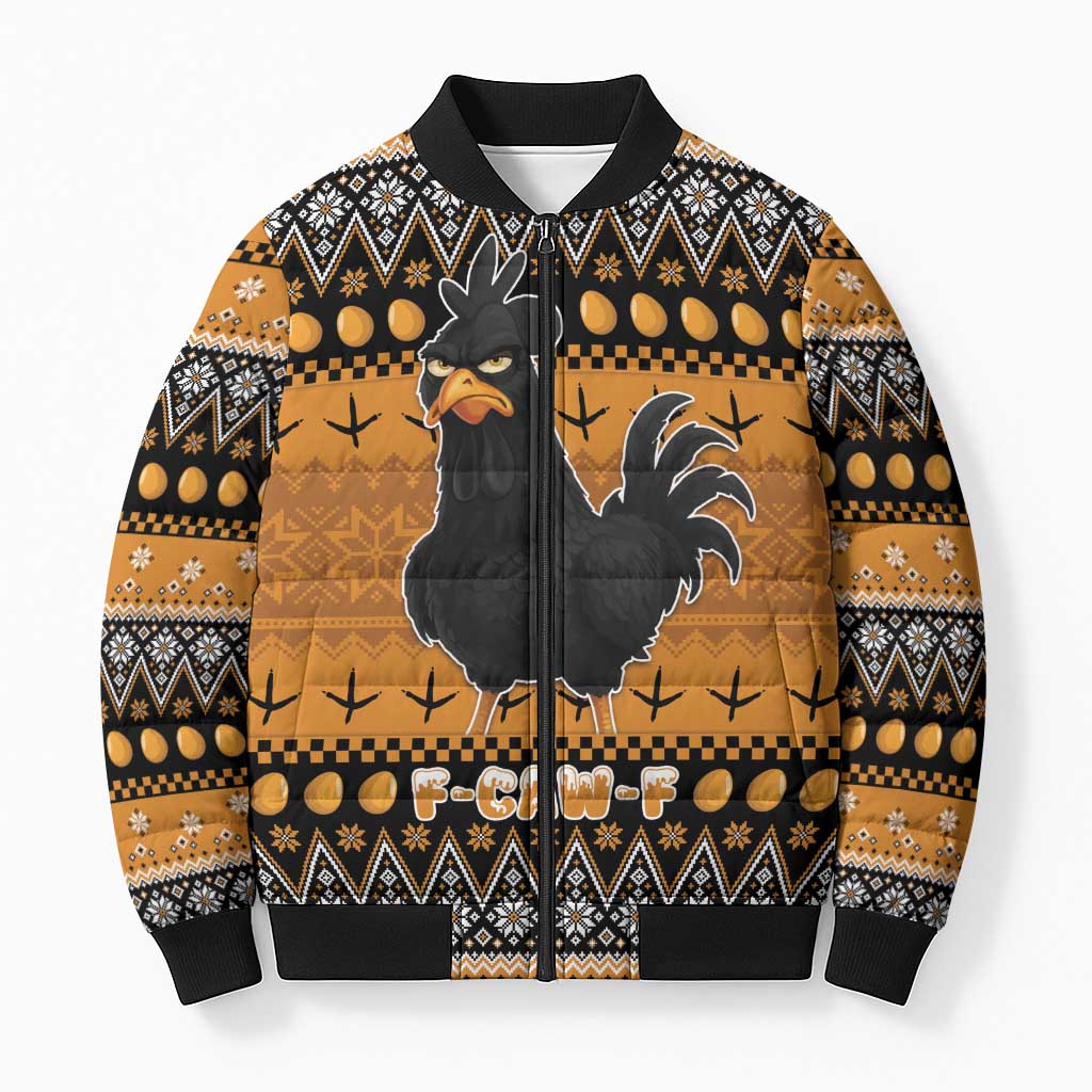 Chicken Christmas Bomber Puffer Jacket F Caw F - Wonder Print Shop