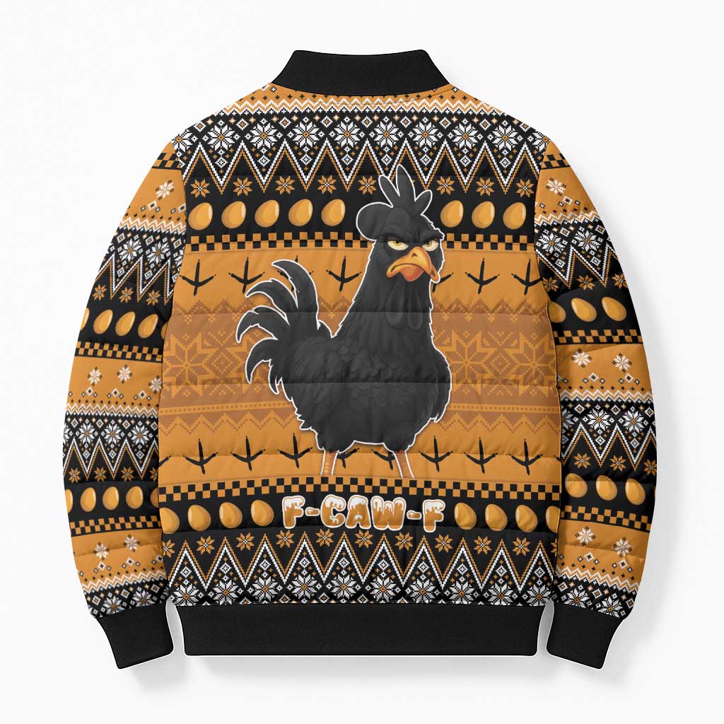 Chicken Christmas Bomber Puffer Jacket F Caw F - Wonder Print Shop