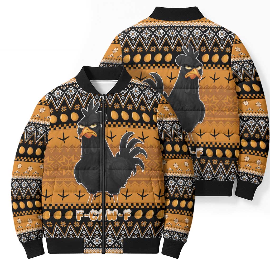 Chicken Christmas Bomber Puffer Jacket F Caw F - Wonder Print Shop