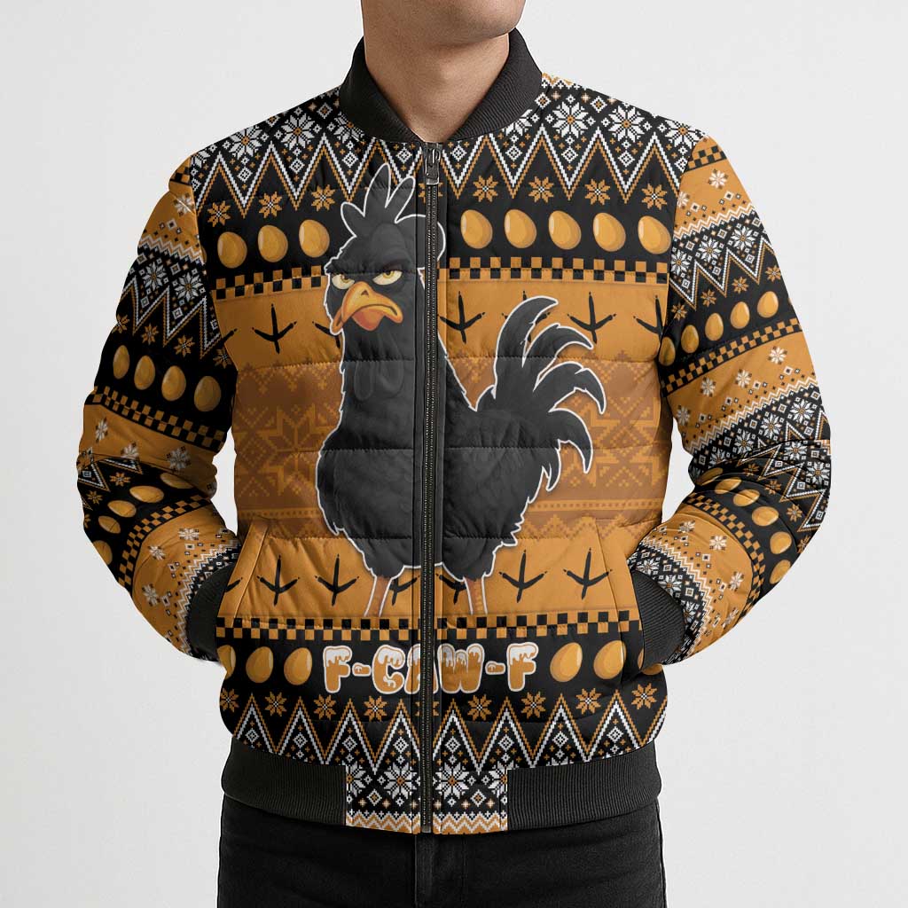 Chicken Christmas Bomber Puffer Jacket F Caw F - Wonder Print Shop