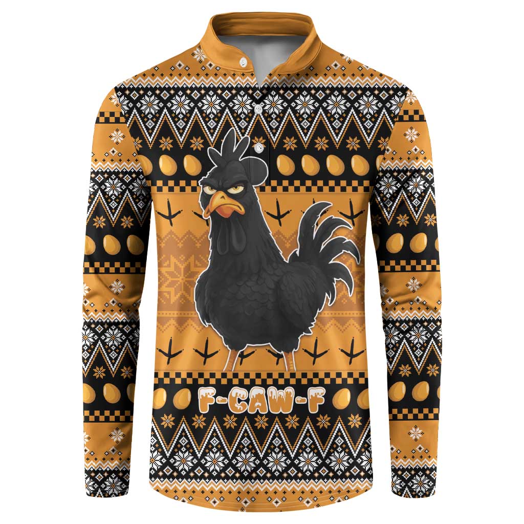 Chicken Christmas Button Sweatshirt F Caw F - Wonder Print Shop