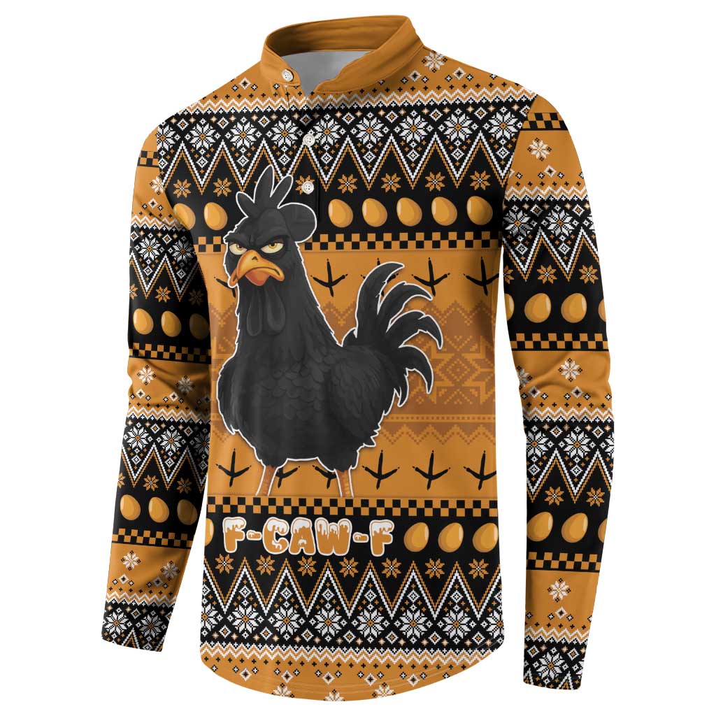 Chicken Christmas Button Sweatshirt F Caw F - Wonder Print Shop