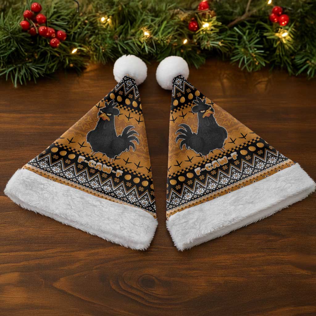 Chicken Christmas Santa Hat F Caw F - Wonder Print Shop