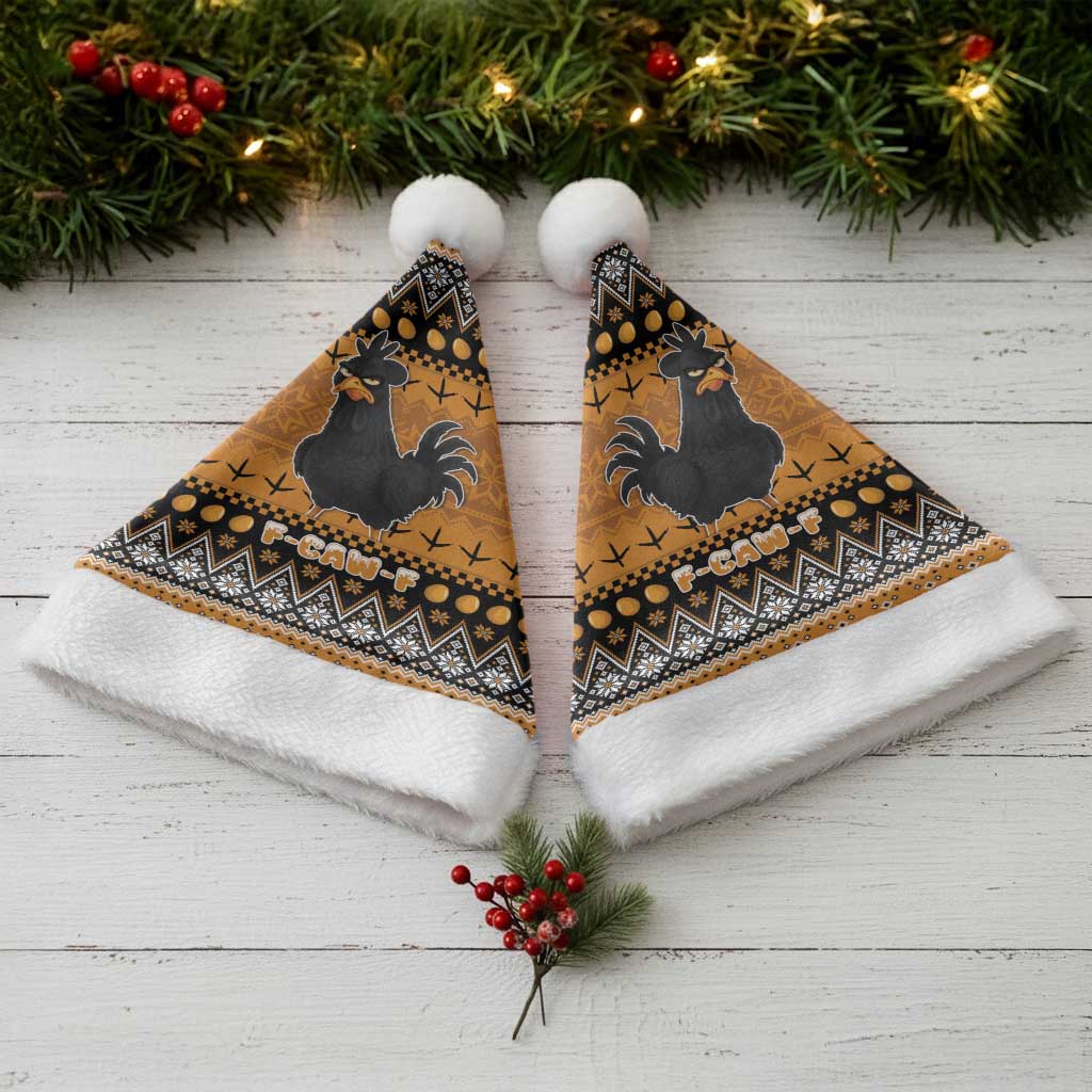 Chicken Christmas Santa Hat F Caw F - Wonder Print Shop