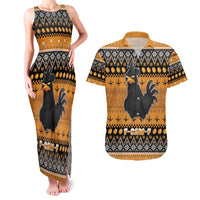Chicken Christmas Couples Matching Tank Maxi Dress and Hawaiian Shirt F Caw F - Wonder Print Shop