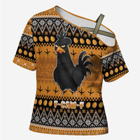Chicken Christmas Cross Shoulder Shirt F Caw F - Wonder Print Shop