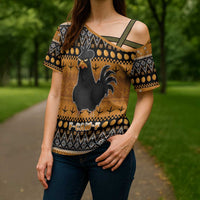 Chicken Christmas Cross Shoulder Shirt F Caw F - Wonder Print Shop