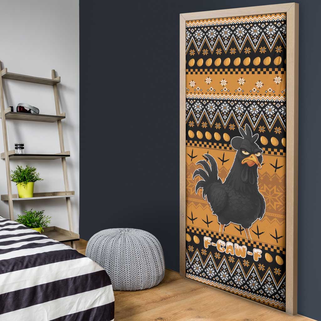 Chicken Christmas Door Cover F Caw F - Wonder Print Shop